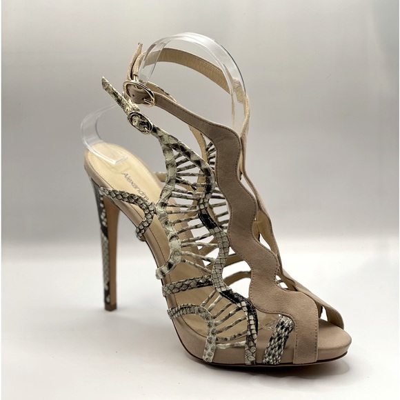 ALEXANDRE BIRMAN New! Snake Skin Python Salto Alto Sandals in Natural/Beige NIB - Picture 1 of 9